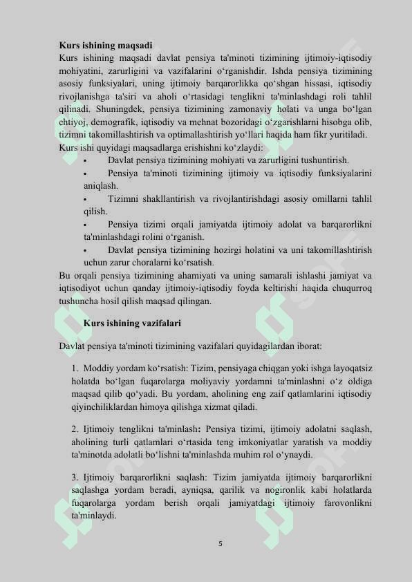 O’zbekistonda pensiya ta`minoti tizimi muammolari va ularni hal etish yo`llari 5