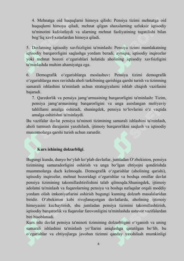 O’zbekistonda pensiya ta`minoti tizimi muammolari va ularni hal etish yo`llari 6
