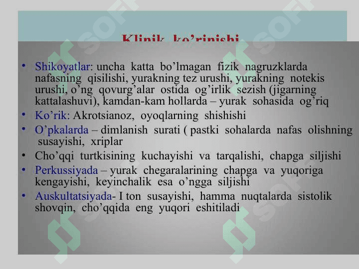 Orttirilgan  Yurak  porogidagi  gemodinamik  o’zgarishlar 8