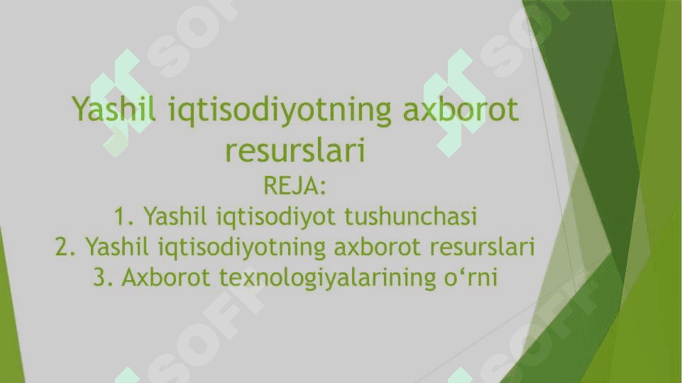 Yashil iqtisodiyotning axborot resurslari 2