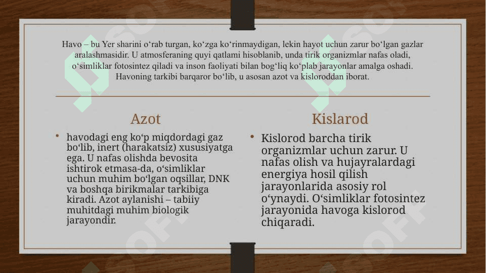 O’rmon va havoning tarkibi 8