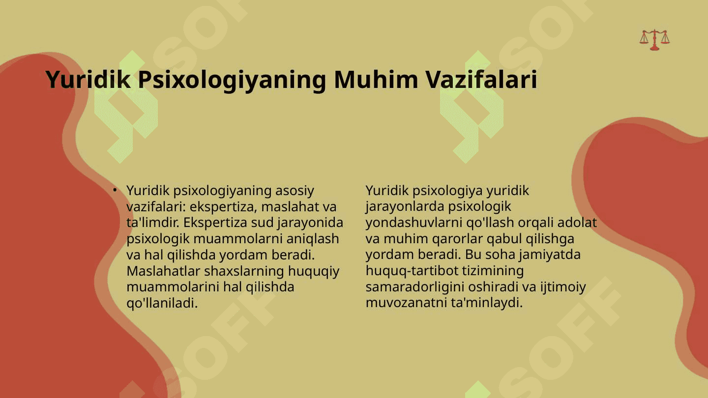 Tadbiqiy yuridik psixologiya va praktikum fanining maqsad va vazifalari 4