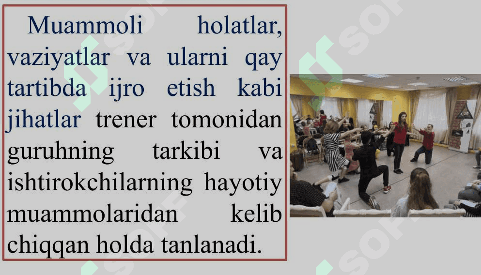 PSIXODRAMA GURUHIY FAOLIYATNING TURLI KO’RINISHI SIFATIDA 6