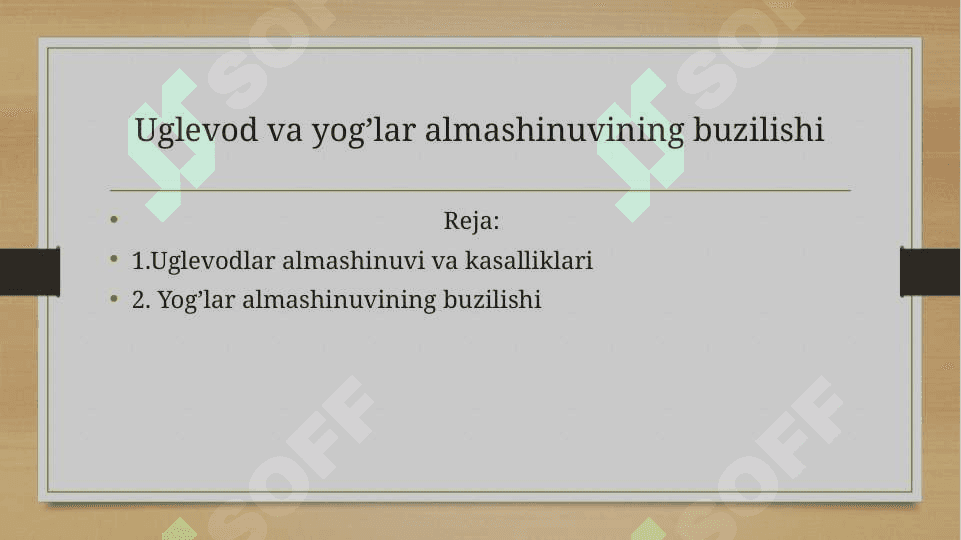 Uglevod va yog’lar almashinuvining buzilishi 2