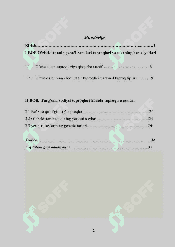 O’zbekistonning cho’l zonalari tuproqlari va ularning hususiyatlari  kurs ishi 2