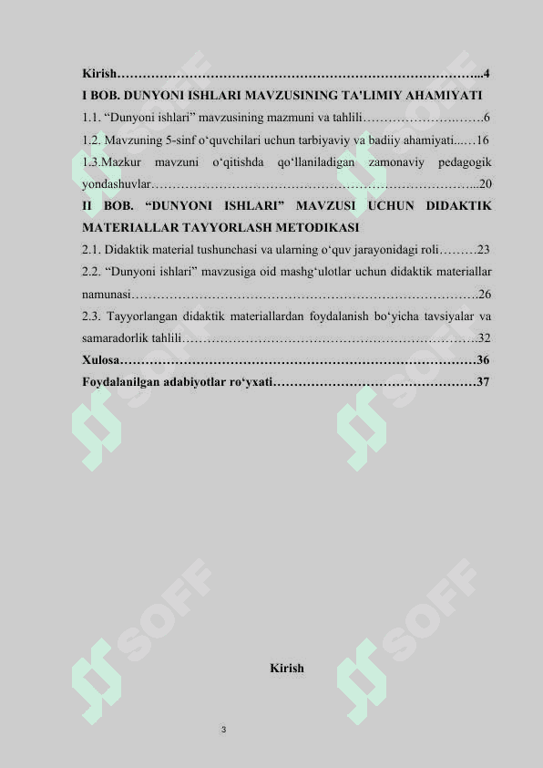 Dunyoni ishlari’ mavzusi yuzasidan didaktik materiallar tayyorlash   kurs ishi 3