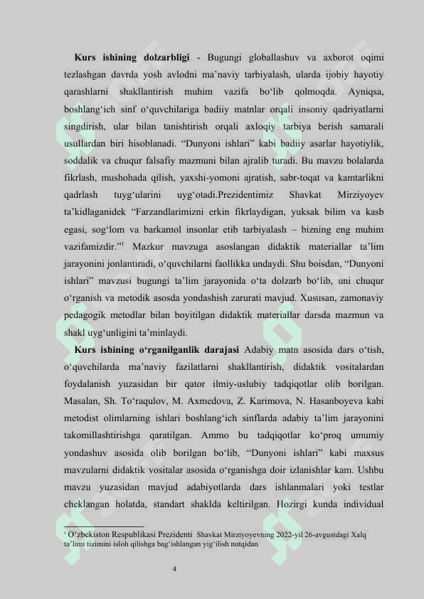 Dunyoni ishlari’ mavzusi yuzasidan didaktik materiallar tayyorlash   kurs ishi 4