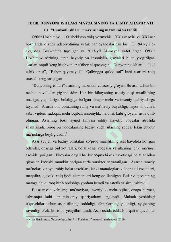 Dunyoni ishlari’ mavzusi yuzasidan didaktik materiallar tayyorlash   kurs ishi 6