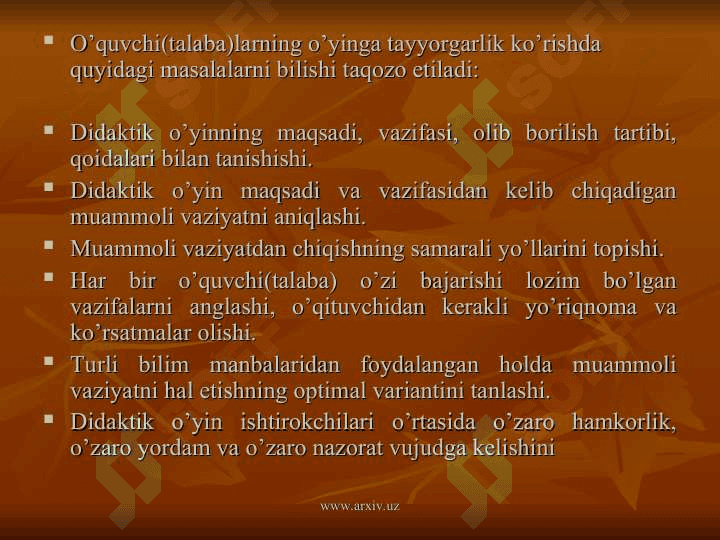 Didaktik o`yinli texnologiyalar 8