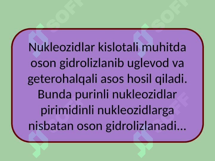 Nukleozidlar. Nukleotidlar. Nukleozidlarning mono- va polifosfatlari. Nukleotid tabiatli kofermentlar. 6