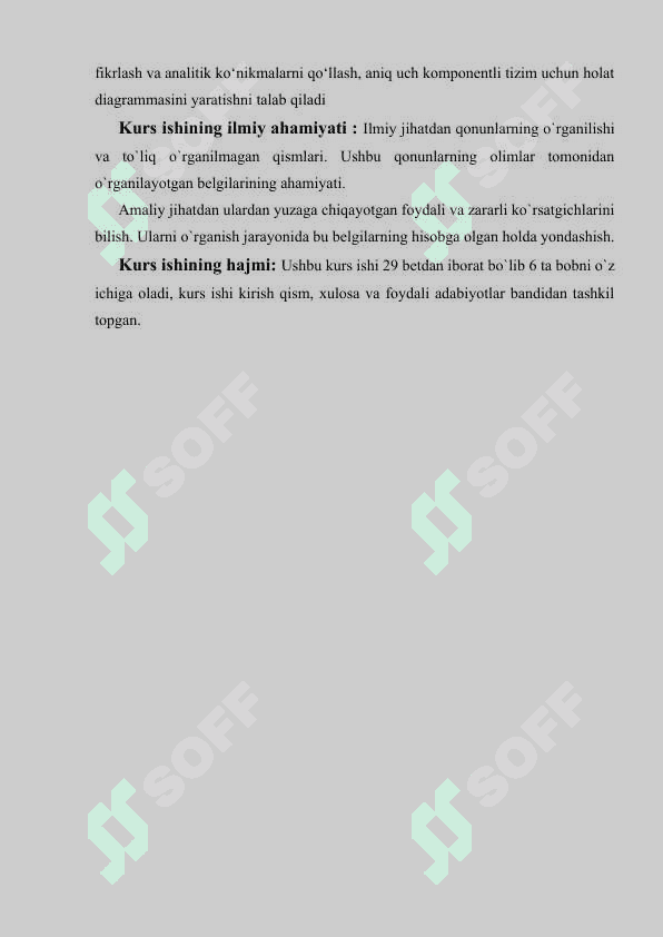 Uch komponentli tizimlar uchun holat diagrammasi kurs ishi 4