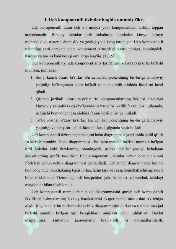 Uch komponentli tizimlar uchun holat diagrammasi kurs ishi 5