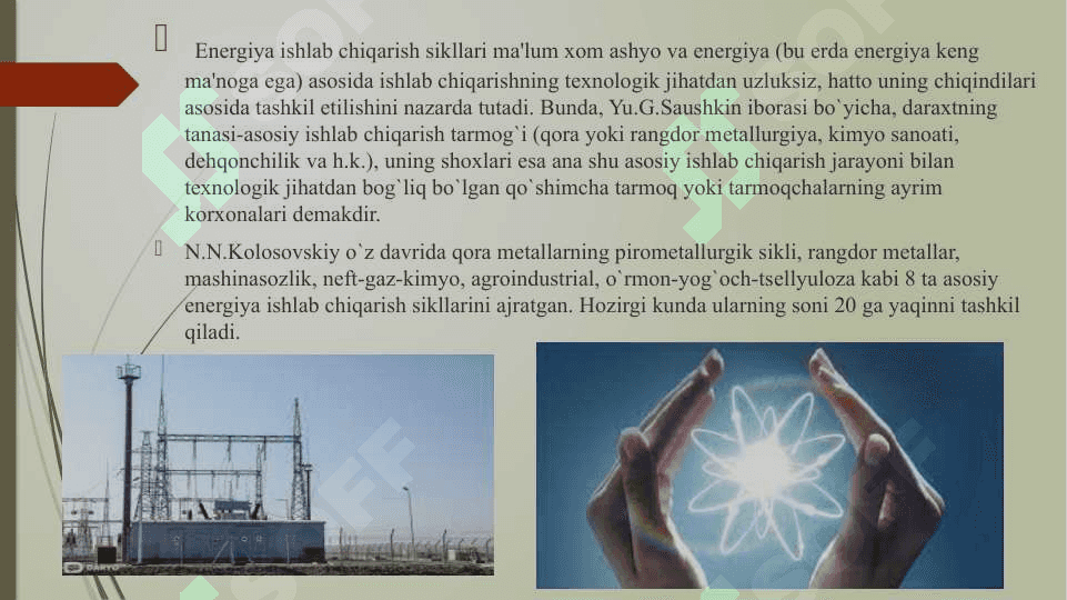 Enеrgiya ishlab chiqarish sikllari va HIChM 3