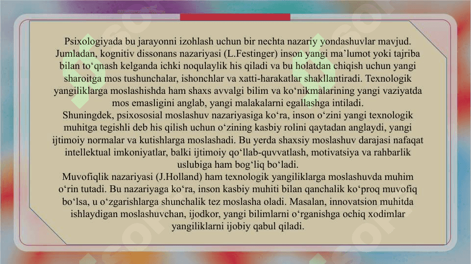 Texnologik yangiliklarga ko‘nikish psixologiyasi slayd 5