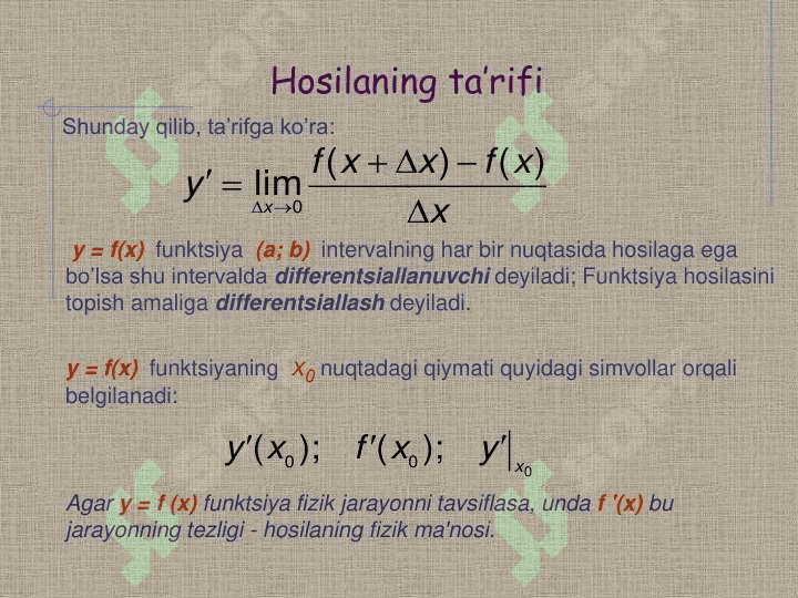 Funksiyaning hosilasi 3