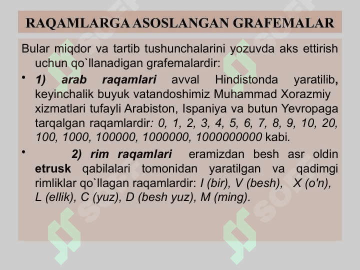GRAFIKA (YOZUV) VA GRAFIK VOSITALAR. ORFOGRAFIYA,  UNING ASOSIY TAMOYILLARI 6