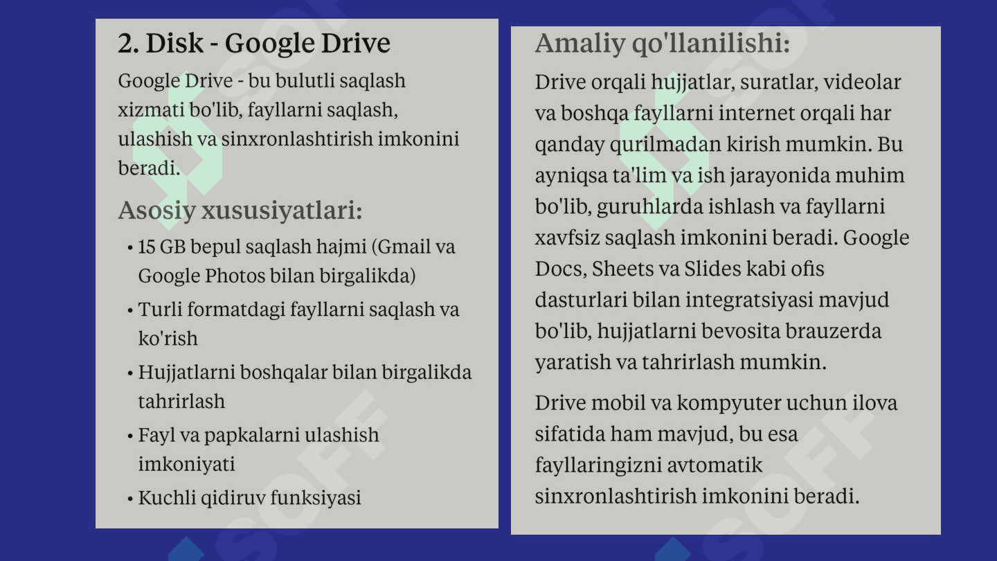 GOOGLE-VA￾MICROSOFT-VOSITALARI￾VA-XIZMATLARIDAN￾FOYDALANISH 8