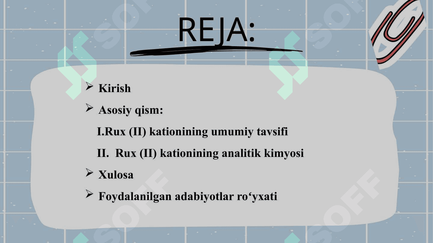 Rux (II) kationining analitik kimyosiRux 3
