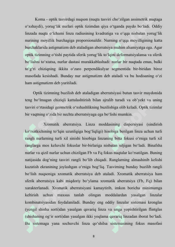 optik sistemalar abberatsiyasi 8