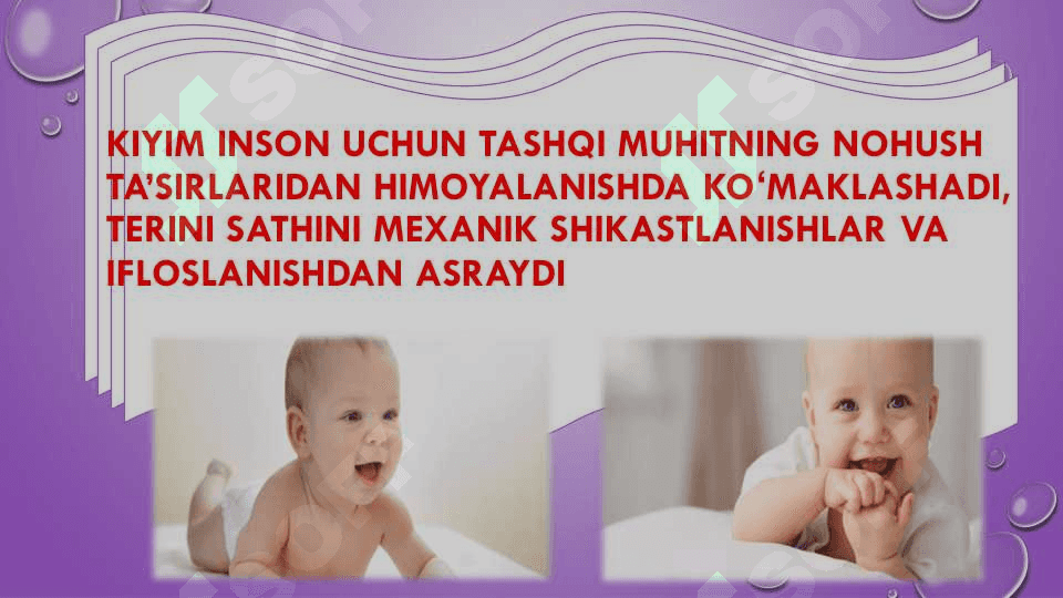 Yangi tugʻilgan chaqaloqlar kiyimlariga qoʻyiladigan
gigiyenik talablar 4