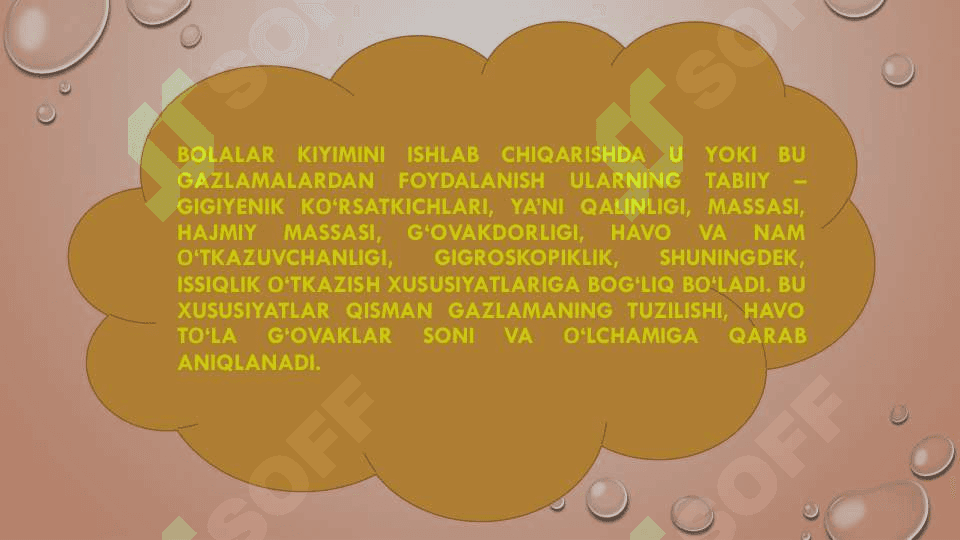 Yangi tugʻilgan chaqaloqlar kiyimlariga qoʻyiladigan
gigiyenik talablar 8