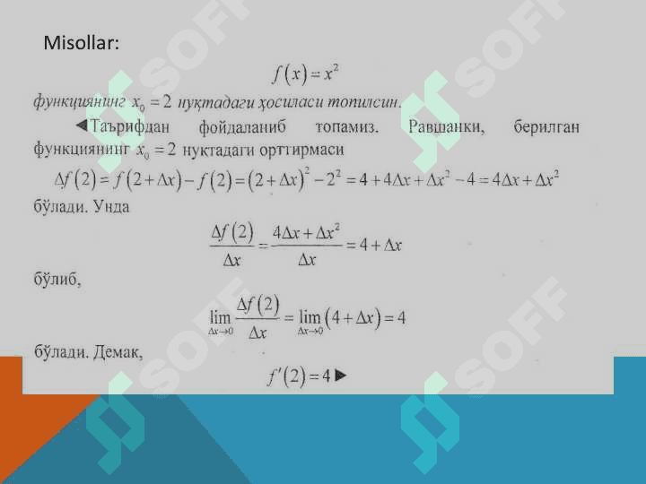 Funksiyaning hosilasi. 3