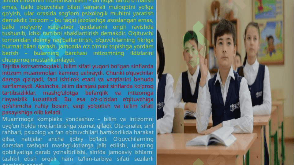 Oʻquvchilar bilim sifatini oshirish va sinfda intizomni mustahkamlash 4