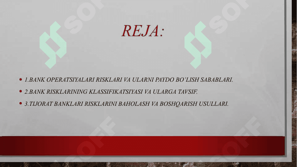 Tijorat bankining risklarni boshqarish bo'limi bilan tanishish 2