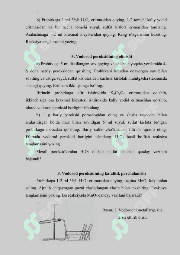 Vodorod va vodorod peroksid. Olinishi va xossalari 5