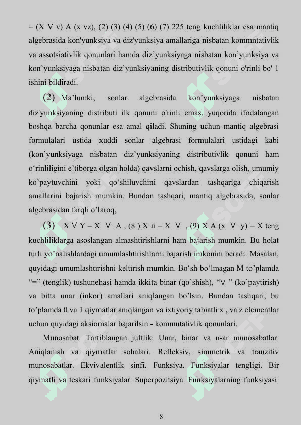 Munosabatlar (Unar va Binar) va ular ustida amallar 7