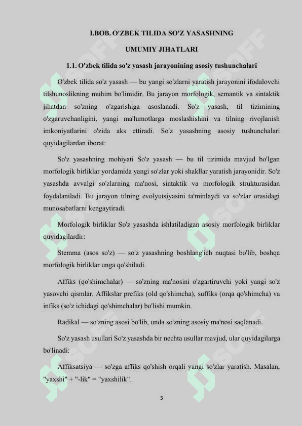 O'ZBEK TILIDA SO'Z YASASH USULLARI 5