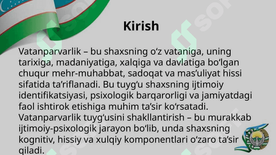 Shaxsda vatanparvarlik tuyg‘usini shakllantirishning ijtimoiy-psixologik mexanizmlari 2