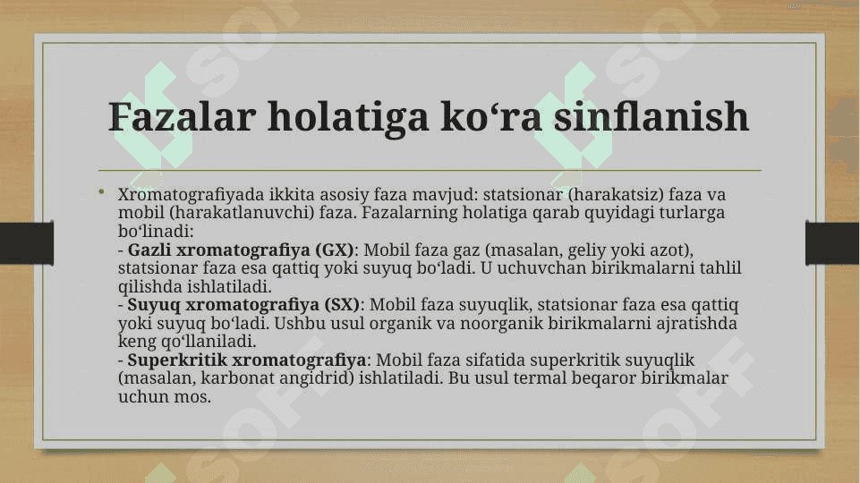 Xromatografik usullarning sinflanishi 3