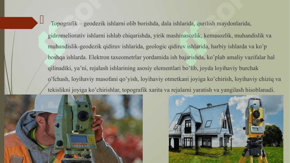 Yer tuzish ishlаrini bаjаrishdа elektrоn tахeоmetrlаrdаn fоydаlаnish 7