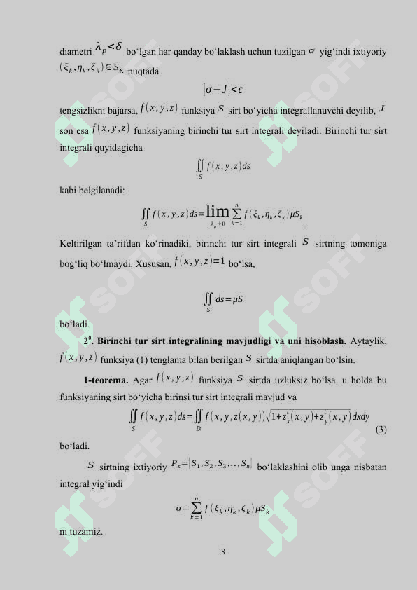 Stoks formulasining tadbiqlari kurs ishi 8