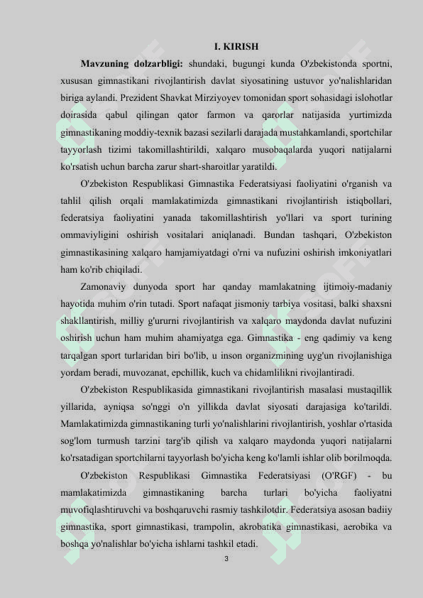 O'ZBEKISTON RESPUBLIKASI GIMNASTIKA FEDERATSIYASINING ASOSIY VAZIFALARI 3
