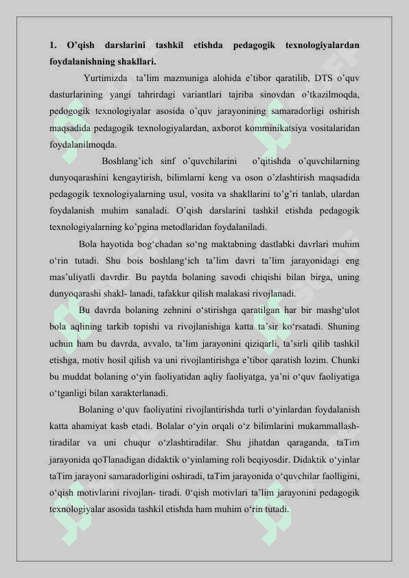 Boshlang'ich sinf darslik yangi pedagogik texnologiyalar markazi tashkil etishda o'quvchilarga gramatik tushunchalarni o'rgatish usullari 2