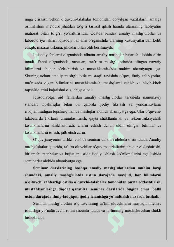 SEMINAR VA AMALIY MASHG’ULOTLARGA TAYYORGARLIK KO’RISH VA ULARNI O’TKAZISH 4