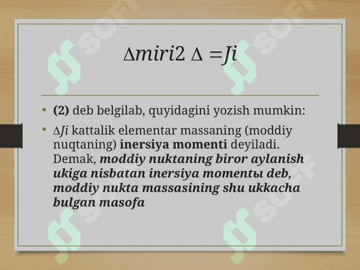 Turli shakldagi jismlarning inersiya momentlarini hisoblash 4