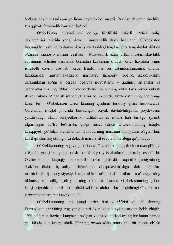 “O‘ZBEKISTONNING ENG YANGI TARIXI” O‘QUV FANINING PREDMETI, MAQSADI VA VAZIFALARI, NAZARIY-METODOLOGIK TAMOYILLARI. 4