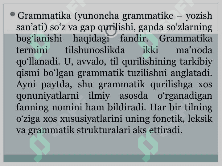 Grammatika. Grammatik kategoriyalar 2