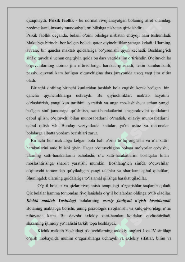 KICHIK MAKTAB DAVRIDA PSIXIK RIVOJLANISH XUSUSIYATLARI. 6