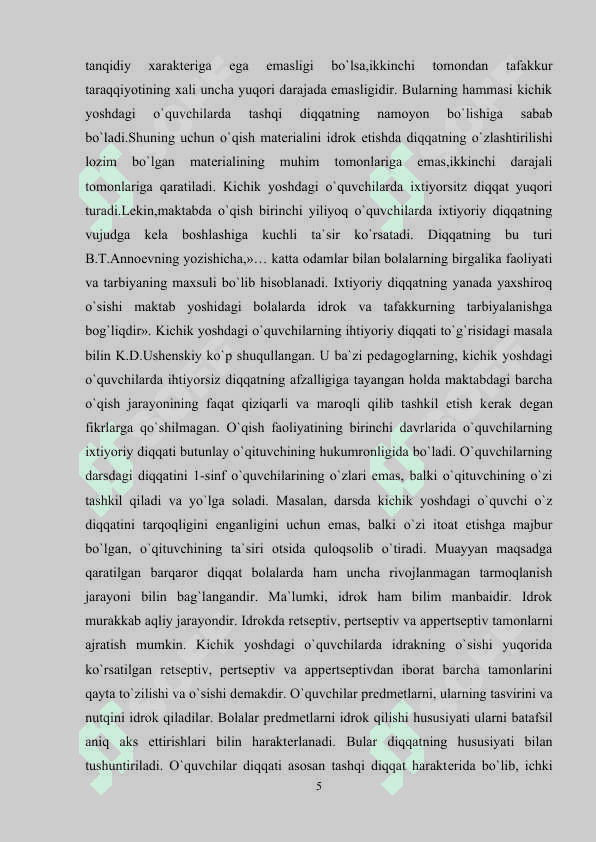 KICHIK MAKTAB YOSHIDAGI TAFAKKURNI RIVOJLANISHINI 5