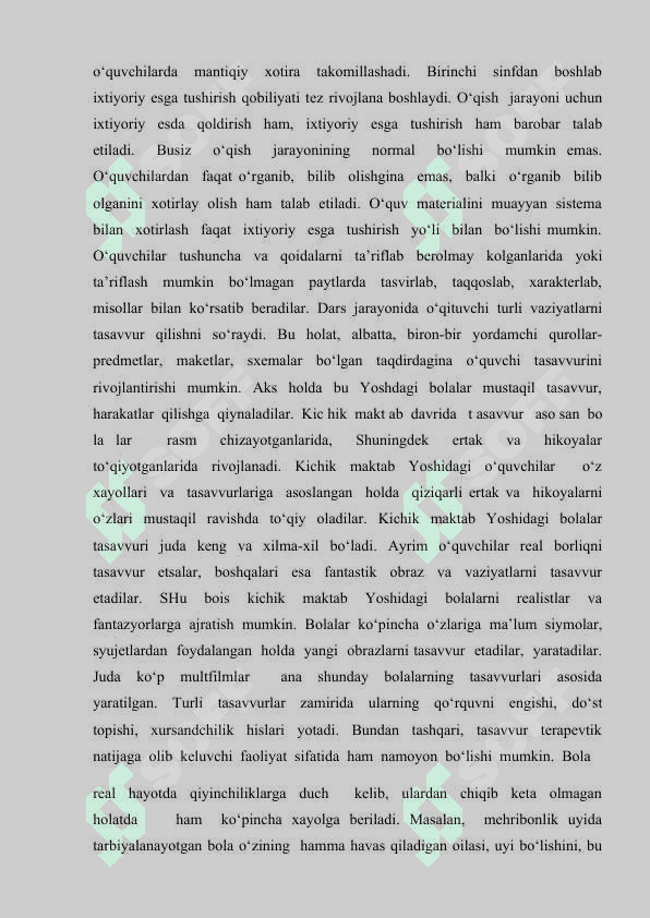 KICHIK MAKTAB YOSHIDAGI O'ZLASHTIRMASLIKNI BARTARAF ETISH YO'LLARI 6