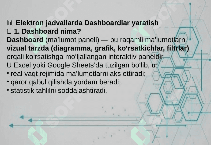 Elektron Jadvallarda Multimedialar va Dashboardlar 6