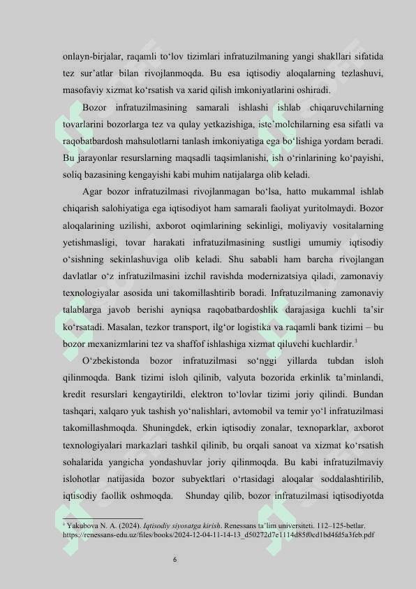 Bozor infratuzilmasi: uning asosiy sohalari va unsurlari KURS ISHI 6