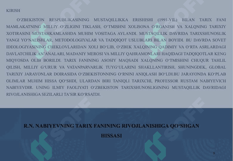 R.N.Nаbiyеvning tаriх fаnining rivоjlаnishigа qo‘shgаn hissаsi 25 3