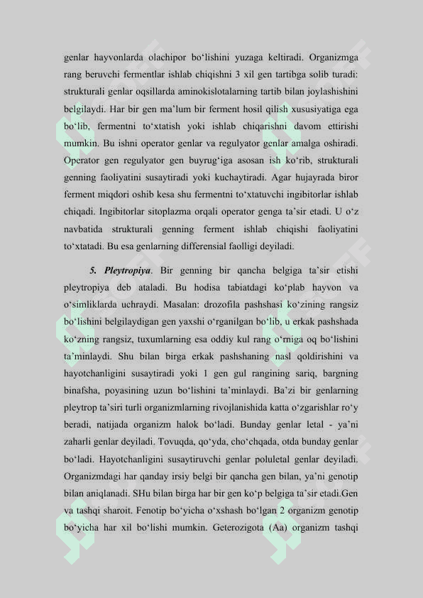Allel va noallel genlar va ularning oʻzaro taʻsirida belgilarning irsiylanishi. irsiylanishi Reja: Genlarning-komplementar ta`siri 6
