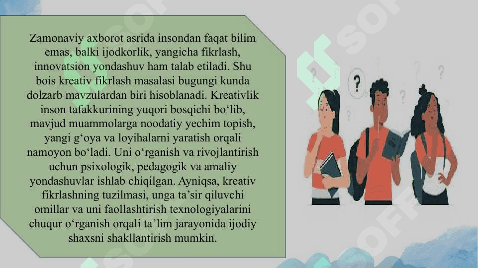 Ijodiy jarayonlar xususiyatlari salyd 2