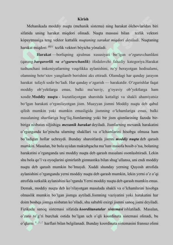 HARAKAT MIQDORI O'ZGARISHI HAQIDAGI TEOREMANI MODDIY NUQTA TEZLIGINI ANIQLASHGA TATBIQ QILISH..docx 2